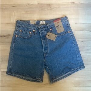 Levi's Blue Jean Shorts with Button Fly High Waisted